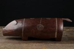 Massim Ceremonial Pig sculptured in Hardwood and with Inlaid Shell - 4266572