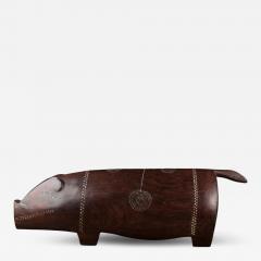Massim Ceremonial Pig sculptured in Hardwood and with Inlaid Shell - 4267354