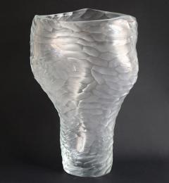 Massimo Micheluzzi Allungato Grande Inciso Cristallo Vase - 3407954