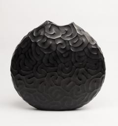 Massimo Micheluzzi Carved Black Vase - 1249530