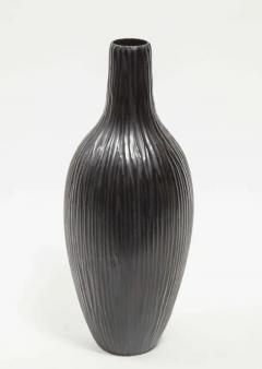Massimo Micheluzzi Massimo Micheluzzi Black Murano Glass Vase Hand Blown and Battuto Cut 2002 - 3350440