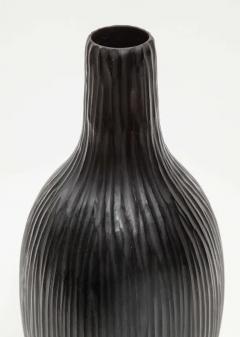 Massimo Micheluzzi Massimo Micheluzzi Black Murano Glass Vase Hand Blown and Battuto Cut 2002 - 3350446