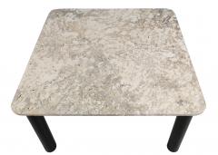 Massimo Papiri Travertine and Metal Italian Design Square Table By Massimo Papiri - 1690323