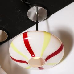 Massimo Vignelli Mid Century White Yellow Scarlet Murano Glass Pendant by Massimo Vignelli - 3751711