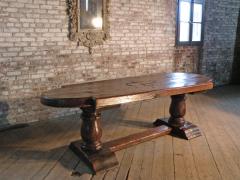 Massive 19th Century French Elm and Oak Trestle Table - 1307511