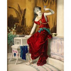 Massive French Enameled Porcelain Plaque After Diana Coomans circa 1880 - 1063951