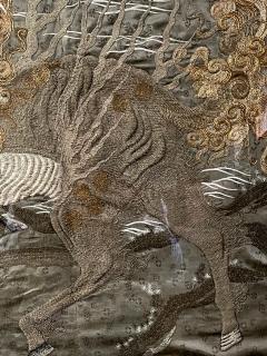 Massive Japanese Embroidery Tapestry Display Box Meiji Period - 2389023