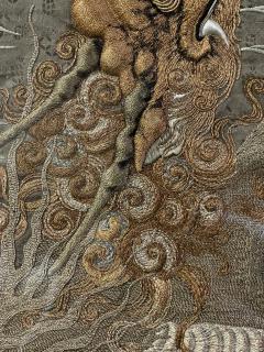 Massive Japanese Embroidery Tapestry Display Box Meiji Period - 2389026