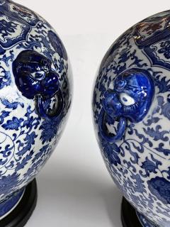 Massive Pair of Chinese Blue White Urn form Lamps - 4521272