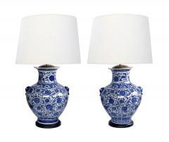 Massive Pair of Chinese Blue White Urn form Lamps - 4521437