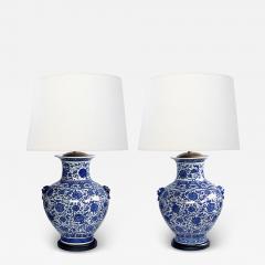 Massive Pair of Chinese Blue White Urn form Lamps - 4521452
