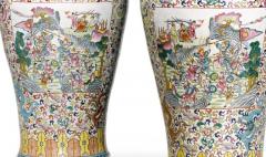 Massive Pair of Chinese Famille Rose Porcelain Baluster Vases and Covers - 775931