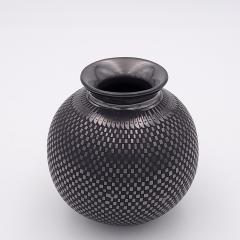 Mata Ortiz Black on Black Pottery Vase signed Jose M Martinez circa 1970 - 4399605