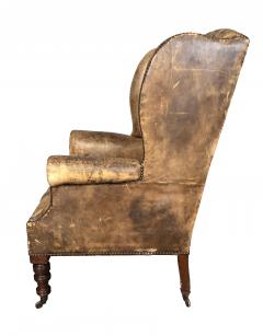 Matched Pair Of English Tufted Leather Wing Back Chairs - 4260956