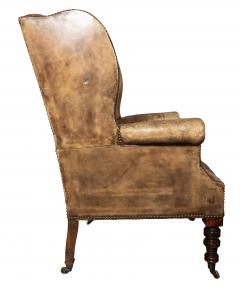 Matched Pair Of English Tufted Leather Wing Back Chairs - 4260957
