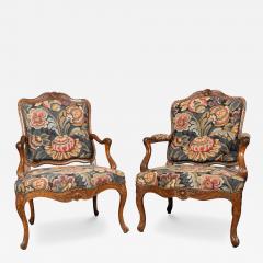 Matched Pair Of Louis XV Walnut Armchairs - 4459049