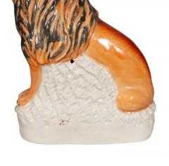 Matched Pair Of Staffordshire Pottery Lions - 4139256