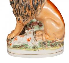 Matched Pair Of Staffordshire Pottery Lions - 4139257