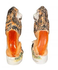 Matched Pair Of Staffordshire Pottery Lions - 4139259