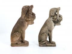 Matched Pair of Composite Stone Dogs with Fruit Baskets England Mid 20th C  - 4639060
