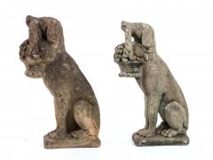 Matched Pair of Composite Stone Dogs with Fruit Baskets England Mid 20th C  - 4639067