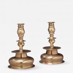 Matched Pair of William and Mary Dome Base Bell Metal Candlesticks - 552854