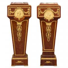Matched pair of French ormolu and marble mounted pedestals - 4380539