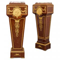 Matched pair of French ormolu and marble mounted pedestals - 4383416