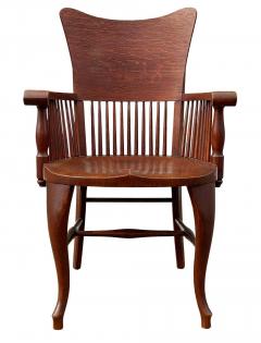 Matching Pair of Antique Quarter Sawn Oak Spindle Back Armchairs or Side Chairs - 2928982