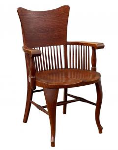 Matching Pair of Antique Quarter Sawn Oak Spindle Back Armchairs or Side Chairs - 2928998