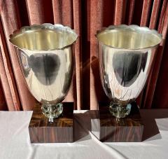 Matching Pair of French Art Deco Torchiere Tabletop Floor Lamp - 3794306