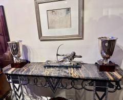 Matching Pair of French Art Deco Torchiere Tabletop Floor Lamp - 3794385