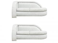 Matching Pair of Hollywood Regency Love Seats or Chaise Lounges in White - 2011769