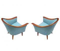 Matching Pair of Mid Century Danish Modern Lounge Chairs in Teak Sage Tweed - 2233855