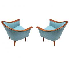 Matching Pair of Mid Century Danish Modern Lounge Chairs in Teak Sage Tweed - 2233855