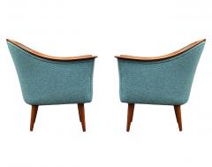 Matching Pair of Mid Century Danish Modern Lounge Chairs in Teak Sage Tweed - 2233856