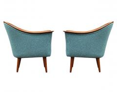 Matching Pair of Mid Century Danish Modern Lounge Chairs in Teak Sage Tweed - 2233856