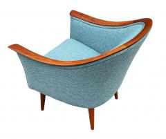 Matching Pair of Mid Century Danish Modern Lounge Chairs in Teak Sage Tweed - 2233858