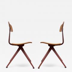Matching Pair of Mid Century Industrial Modern Steel Bent Wood Side Chairs - 2584190