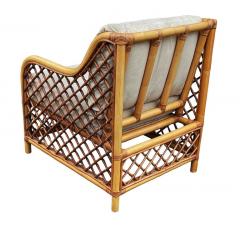 Matching Pair of Mid Century Modern Two Tone Rattan Club Chairs or Lounge Chairs - 2560020