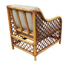 Matching Pair of Mid Century Modern Two Tone Rattan Club Chairs or Lounge Chairs - 2560021