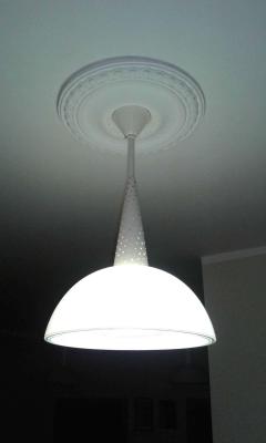 Mathieu Mat got 1 French Mid Century Modern White Enamel Metal Glass Pendants in Mategot Style - 1736521