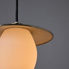 Mathieu Mat got 1950s Perforated Metal and Opaline Glass Pendant Attributed to Mathieu Mat got - 4393151