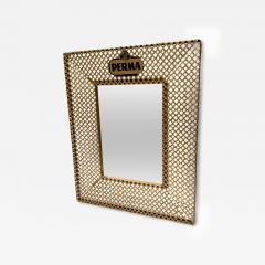 Mathieu Mat got 1950s Perma Mirror Picture Frame Perforated Gold Metal Italy - 2658724