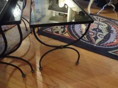 Mathieu Mat got French Iron and Brass Nesting Tables with Mirrored Tops - 4011005