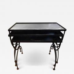 Mathieu Mat got French Iron and Brass Nesting Tables with Mirrored Tops - 4014753