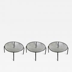 Mathieu Mat got French Mid Century Round Perforated Iron Coffee or Side Tables Mathieu Margot - 4159074