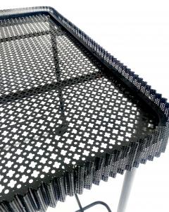 Mathieu Mat got MATHIEU MATEGOT BLACK PERFORATED METAL BAR CART WITH GLASS SHELF FRANCE C1956 - 4628242