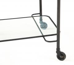 Mathieu Mat got Mathieu Mat got Metal Bar Cart Glass Lower Shelf Pleated Apron France 1956 - 4508925