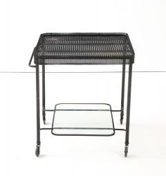 Mathieu Mat got Mathieu Mat got Metal Bar Cart Glass Lower Shelf Pleated Apron France 1956 - 4508931